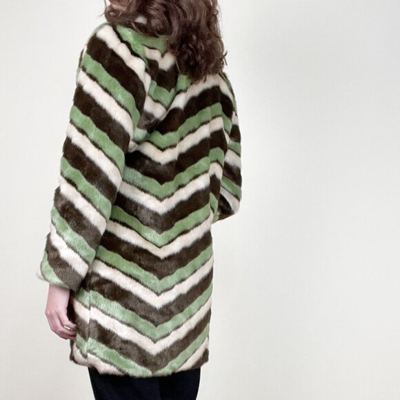 Vintage 90s Y2K Faux Fur Coat Oversized Disco Mod Statement Scandi Girl Jacket - Picture 3 of 7